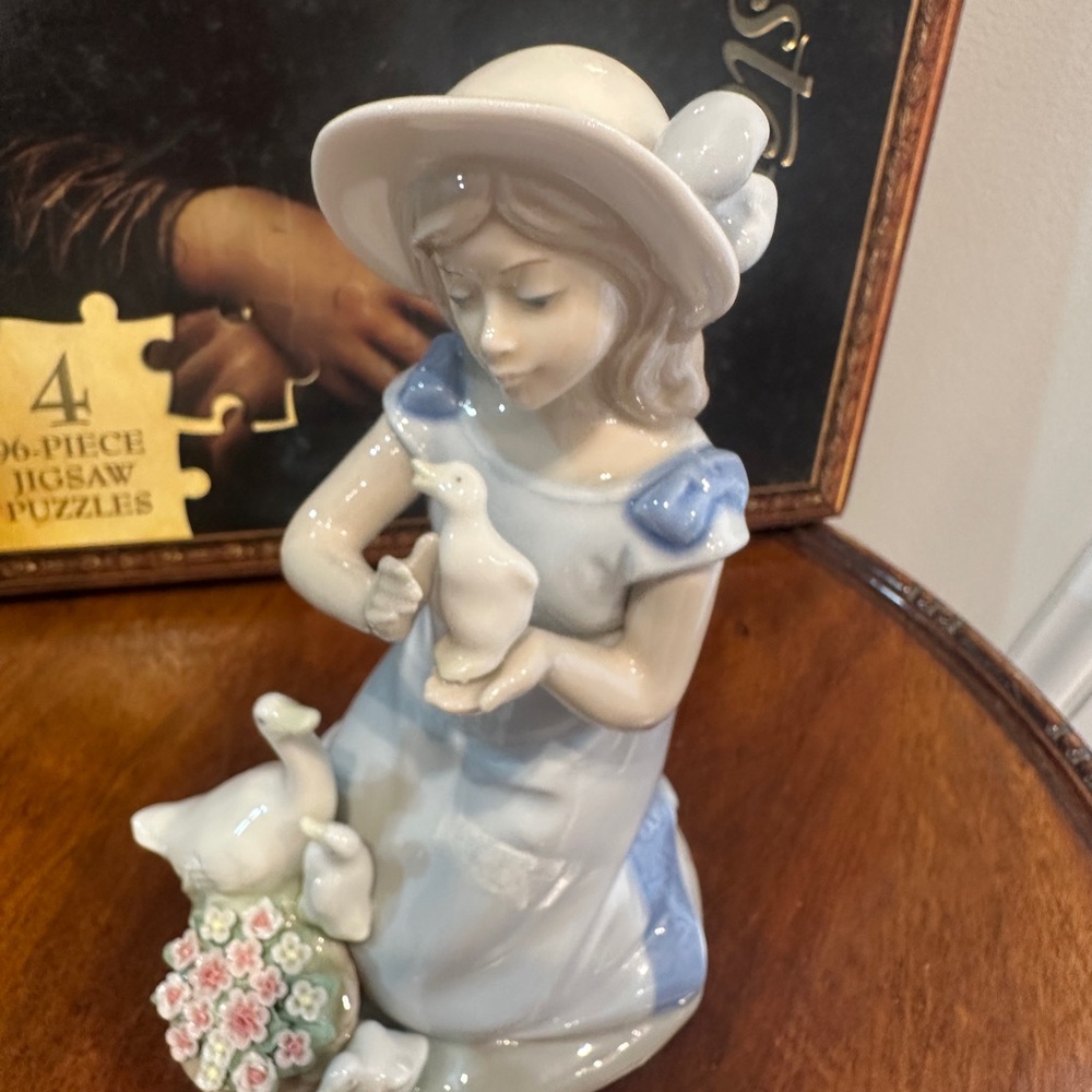 Elegant Ceramic Girl with Dove Figurine